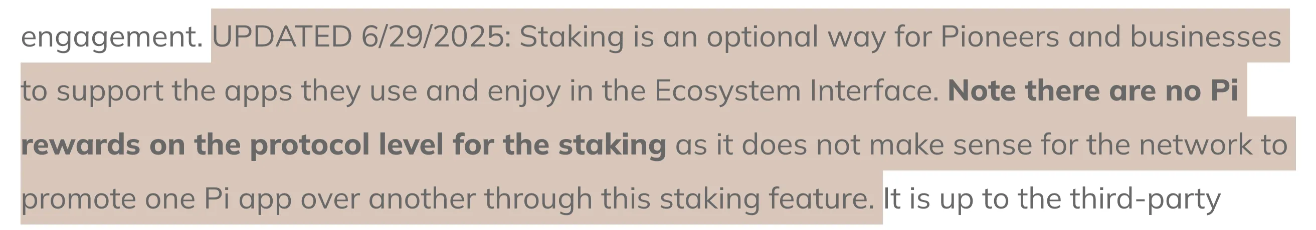 Clarification of highlighting the PI network